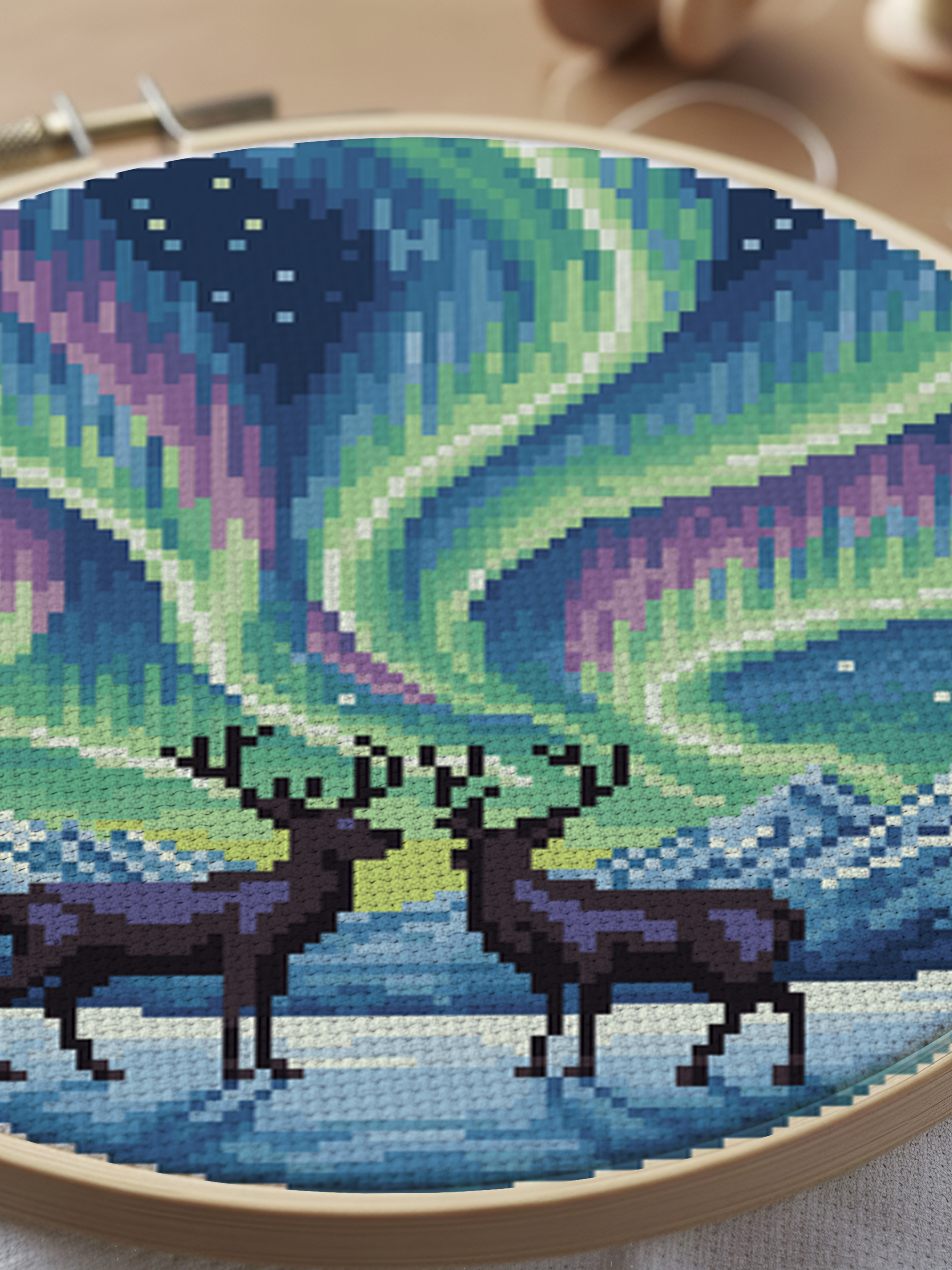 Northern Lights cross-stitch